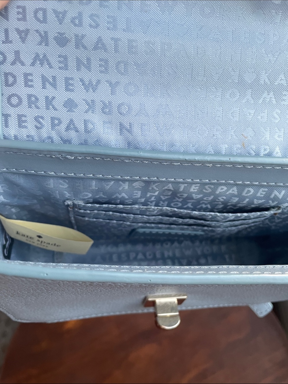kate spade Baby Blue Pearl-Trim Leather Crossbody - Picture 11 of 12
